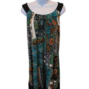 EnFocus Studio Boho Patchwork Maxi Dress, Sleeveless, Scoop Neck, Floral 18W